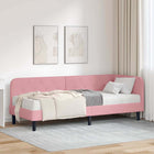 Corner Bed Frame with Mattress with Headboard Pink 80 x 200 cm Velvet