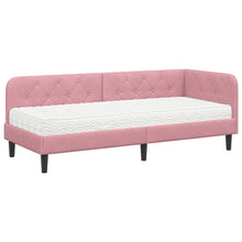 Hoekbedframe met matras met hoofdeinde Roze 80 x 200 cm Fluweel