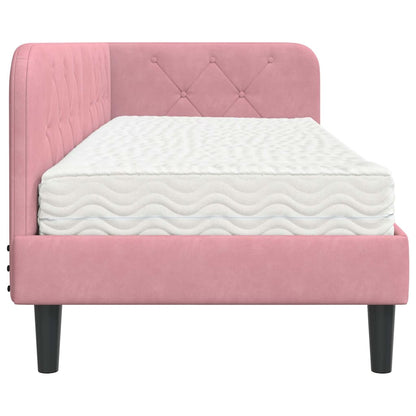 Hoekbedframe met matras met hoofdeinde Roze 80 x 200 cm Fluweel