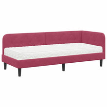 Hoekbedframe met matras Wijnrood 80 x 200 cm Fluweel
