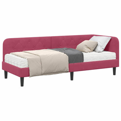 Hoekbedframe met matras Wijnrood 80 x 200 cm Fluweel