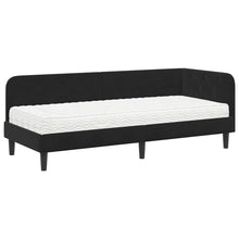Hoekbedframe met matras Zwart 80 x 200 cm Fluweel