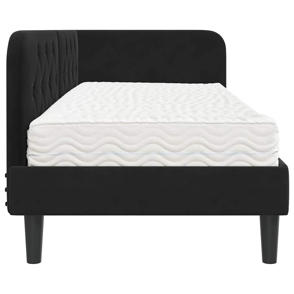 Hoekbedframe met matras Zwart 80 x 200 cm Fluweel