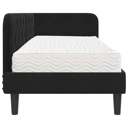 Hoekbedframe met matras Zwart 80 x 200 cm Fluweel