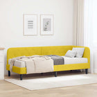 Corner Bed Frame with Mattress and Headboard Yellow 80 x 200 cm Velvet