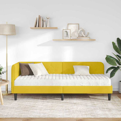 Hoekbedframe met matras met hoofdeinde Geel 80 x 200 cm Fluweel