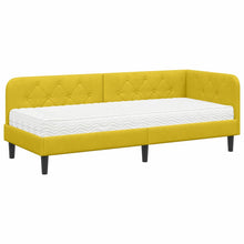 Hoekbedframe met matras met hoofdeinde Geel 80 x 200 cm Fluweel