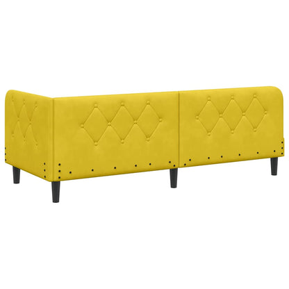 Hoekbedframe met matras met hoofdeinde Geel 80 x 200 cm Fluweel