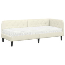 Hoekbedframe met matras Crème 80 x 200 cm Fluweel