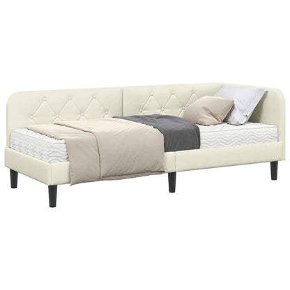 Hoekbedframe met matras Crème 80 x 200 cm Fluweel