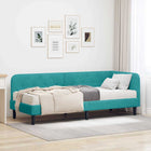 Corner Bed Frame with Mattress Turquoise 80 x 200 cm Velvet