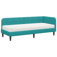 Hoekbedframe met matras Turquoise 80 x 200 cm Fluweel