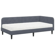 Hoekbedframe met matras Donkergrijs 90 x 190 cm Fluweel