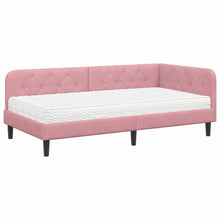 Hoekbedframe met matras met hoofdeinde Roze 90 x 190 cm Fluweel