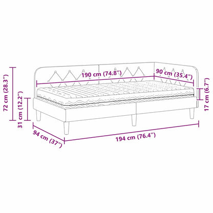 Hoekbedframe met matras Wijnrood 90 x 190 cm Fluweel