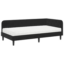 Hoekbedframe met matras Zwart 90 x 190 cm Fluweel