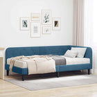 Corner Bed Frame with Mattress Blue 90 x 200 cm Velvet