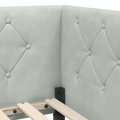 Hoekbedframe met matras Lichtgrijs 90 x 200 cm Fluweel