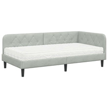 Hoekbedframe met matras Lichtgrijs 90 x 200 cm Fluweel
