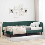 Hoekbedframe 90x200 cm donkergroen fluweel