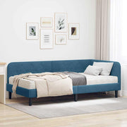 Hoekbedframe blauw fluweel 100x200 cm met matras