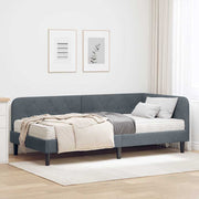 Hoekbedframe donkergrijs fluweel 100 x 200 cm met matras
