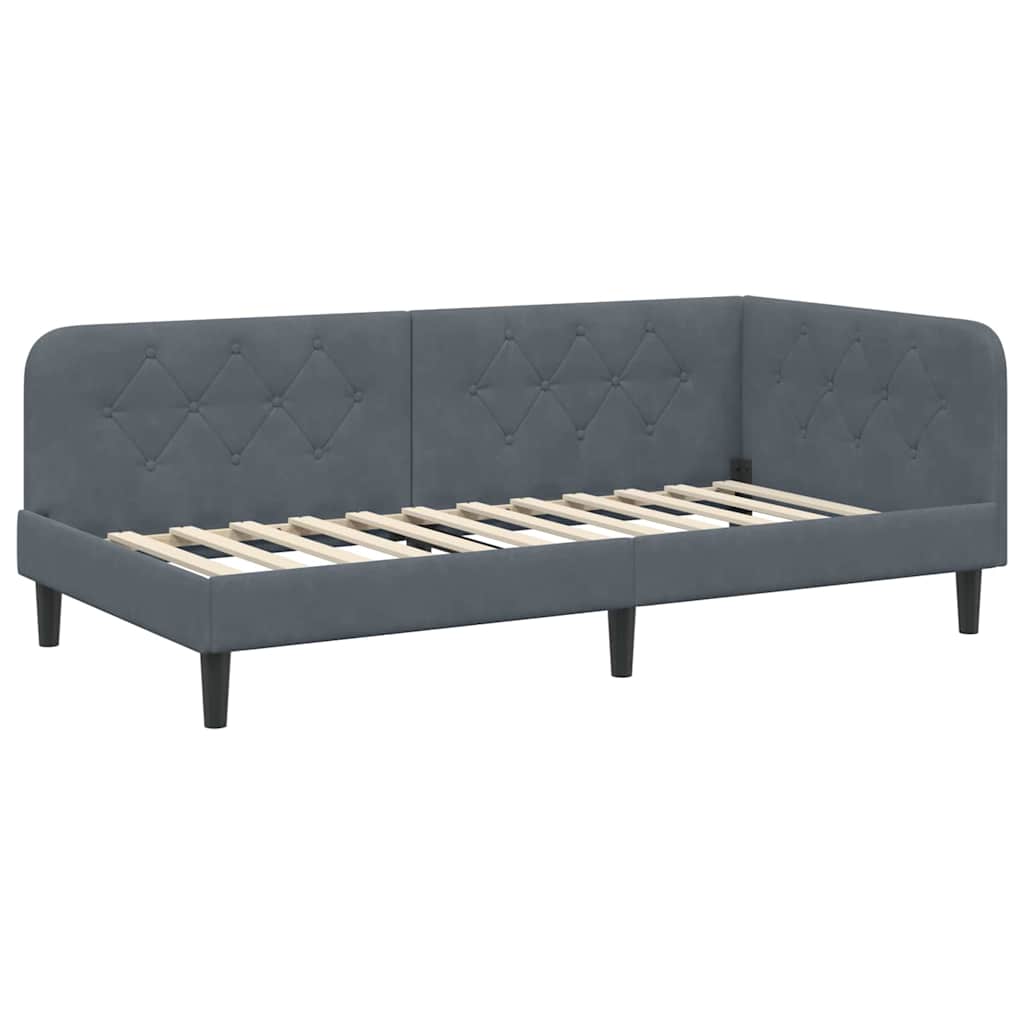 Hoekbedframe met matras Donkergrijs 100 x 200 cm Fluweel