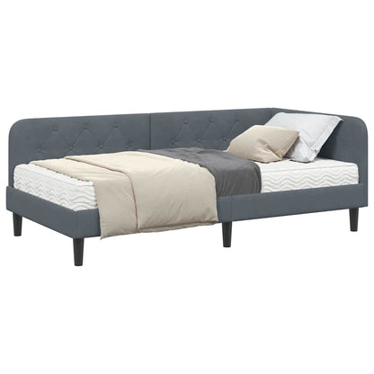 Hoekbedframe met matras Donkergrijs 100 x 200 cm Fluweel