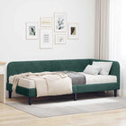 Corner Bed Frame with Mattress Dark Green 100 x 200 cm Velvet