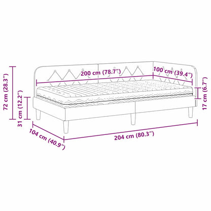 Hoekbedframe met matras Wijnrood 100 x 200 cm Fluweel