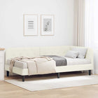 Corner Bed Frame with Mattress Cream 100 x 200 cm Velvet