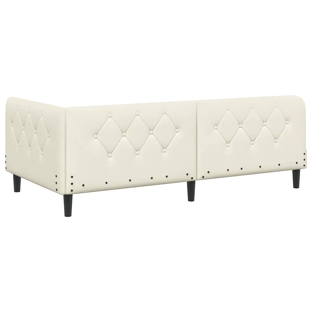Hoekbedframe met matras Crème 100 x 200 cm Fluweel
