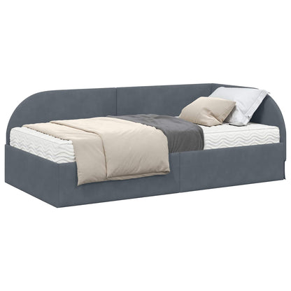 Hoekbedframe met Matras met hoofdeinde 2 pcs Grijs Fluweel