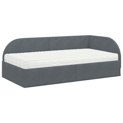 Hoekbedframe met Matras met hoofdeinde 2 pcs Grijs Fluweel