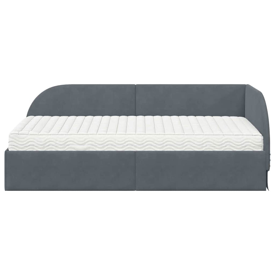 Hoekbedframe met Matras met hoofdeinde 2 pcs Grijs Fluweel