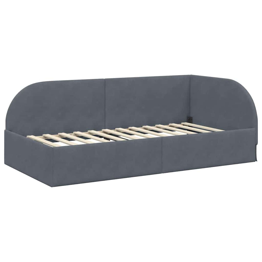 Hoekbedframe met Matras met hoofdeinde 2 pcs Grijs Fluweel