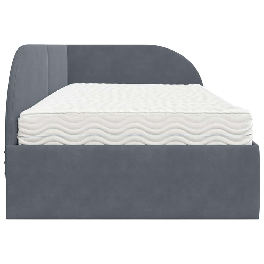 Hoekbedframe met Matras met hoofdeinde 2 pcs Grijs Fluweel