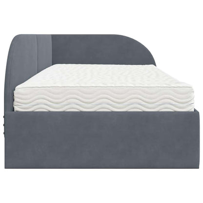 Hoekbedframe met Matras met hoofdeinde 2 pcs Grijs Fluweel
