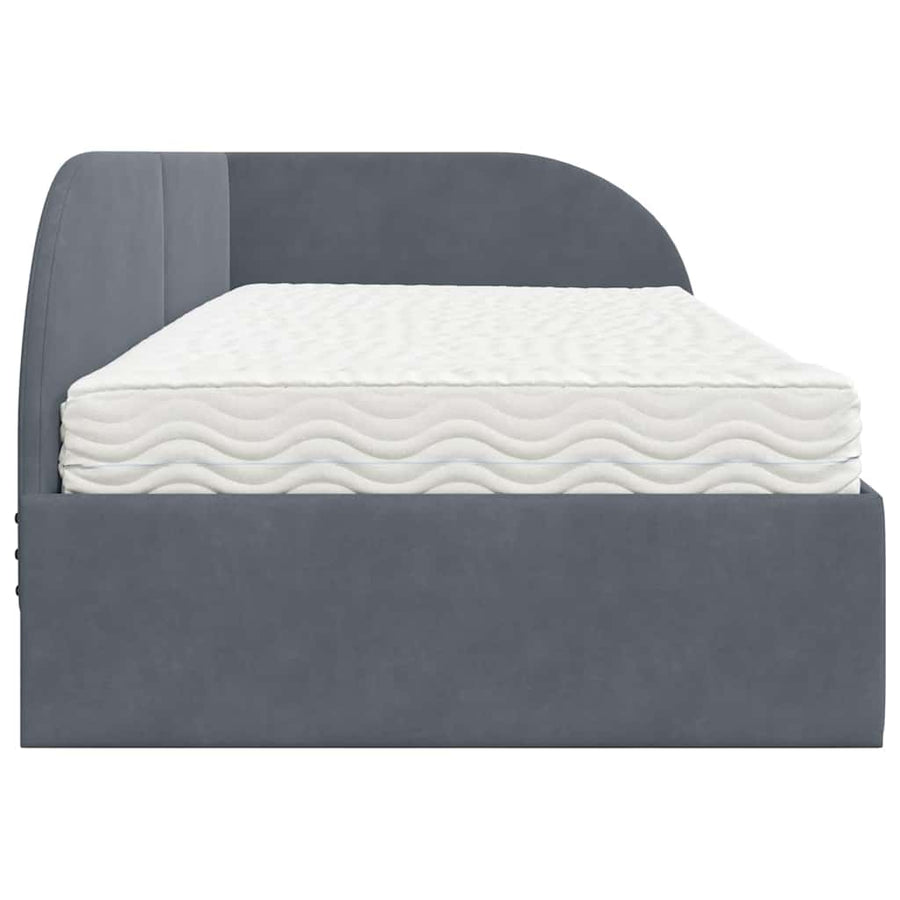 Hoekbedframe met Matras met hoofdeinde 2 pcs Grijs Fluweel