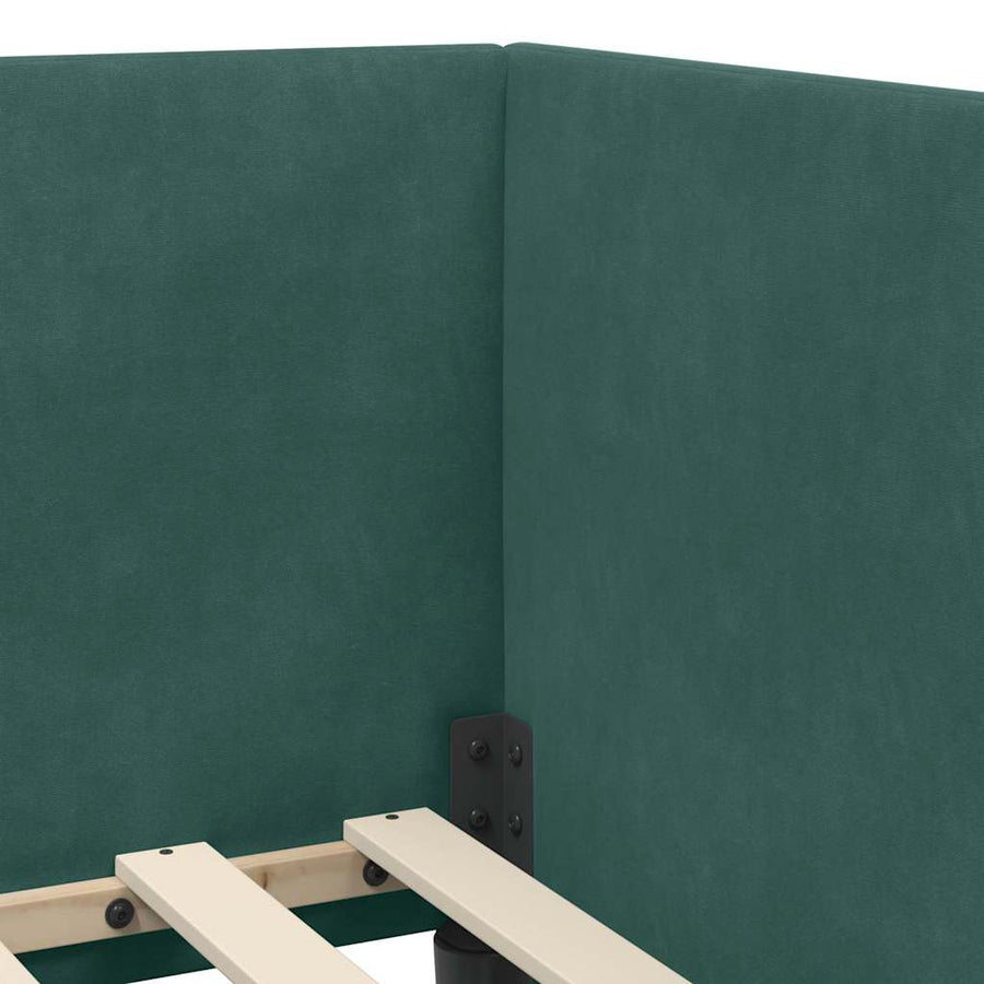 Hoekbedframe met Matras met hoofdeinde 2 pcs Groen Fluweel