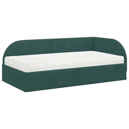 Hoekbedframe met Matras met hoofdeinde 2 pcs Groen Fluweel