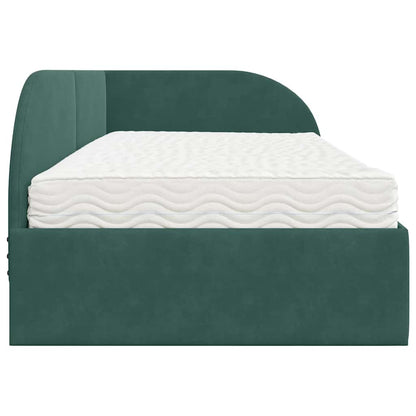 Hoekbedframe met Matras met hoofdeinde 2 pcs Groen Fluweel