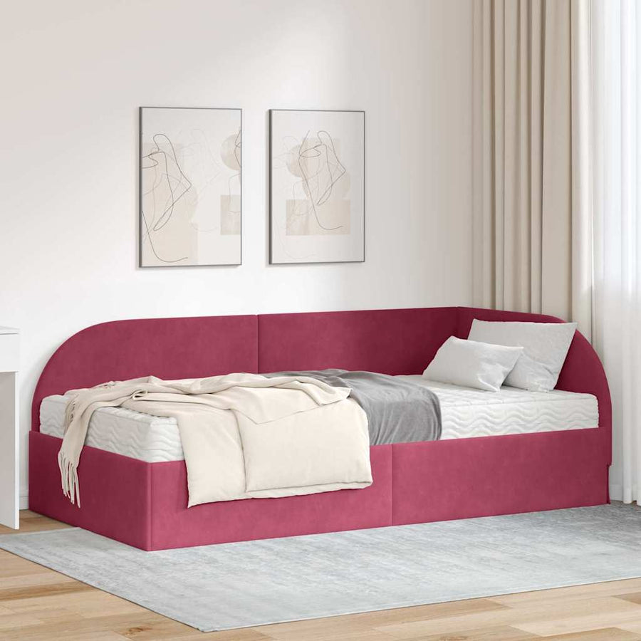 Hoekbedframe met Matras met hoofdeinde 2 pcs Groen Fluweel