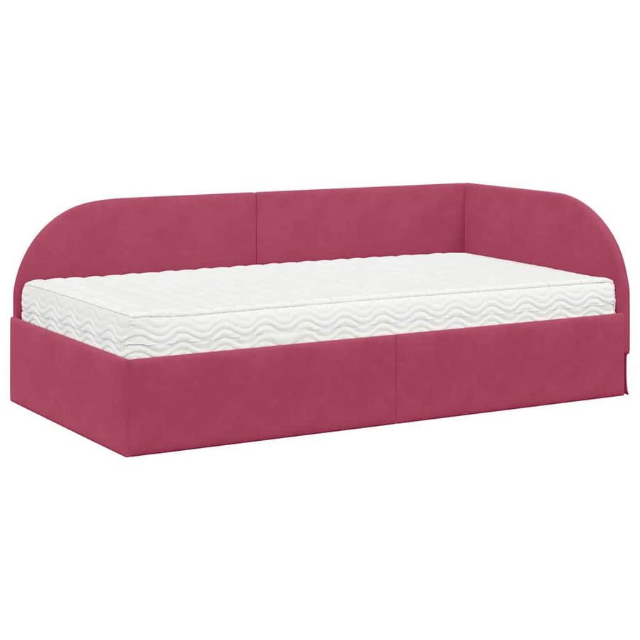 Hoekbedframe met Matras met hoofdeinde 2 pcs Groen Fluweel