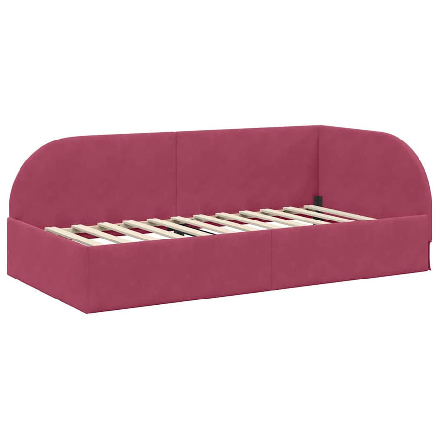 Hoekbedframe met Matras met hoofdeinde 2 pcs Groen Fluweel