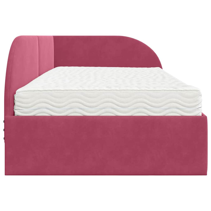 Hoekbedframe met Matras met hoofdeinde 2 pcs Groen Fluweel