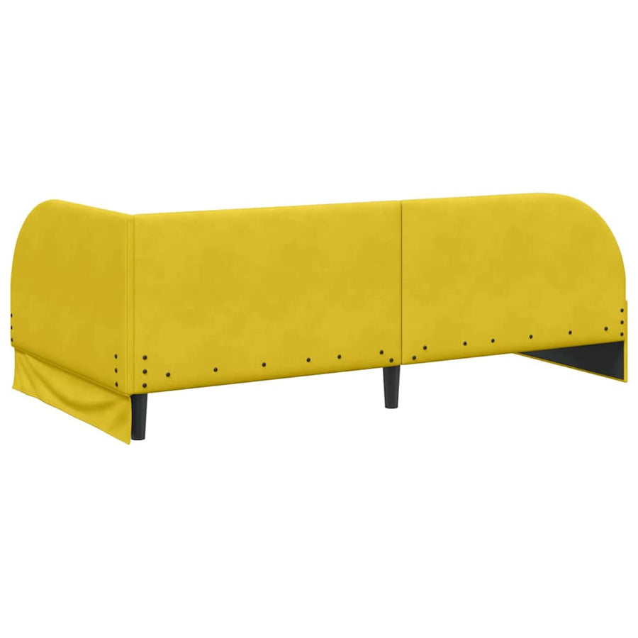 Hoekbedframe met Matras met hoofdeinde 2 pcs Geel Fluweel