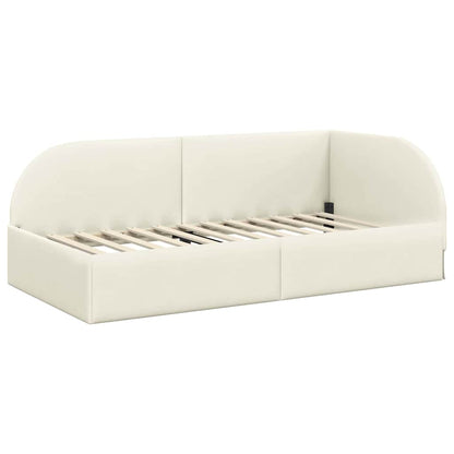 Hoekbedframe met Matras met hoofdeinde 2 st Crème Fluweel