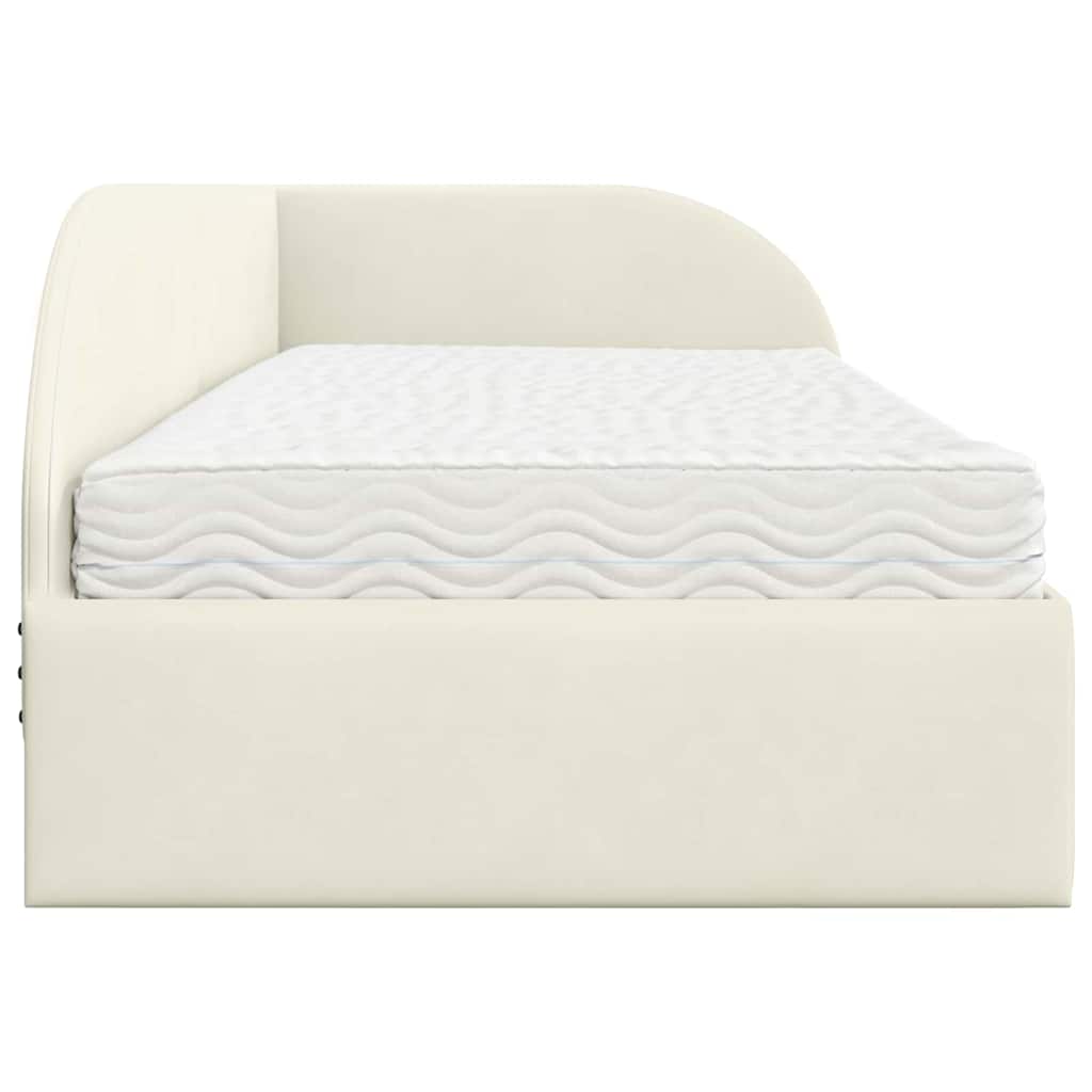 Hoekbedframe met Matras met hoofdeinde 2 st Crème Fluweel