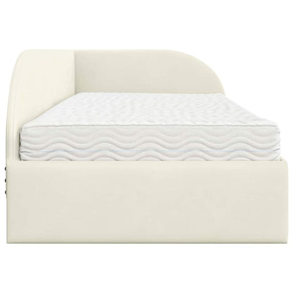 Hoekbedframe met Matras met hoofdeinde 2 st Crème Fluweel